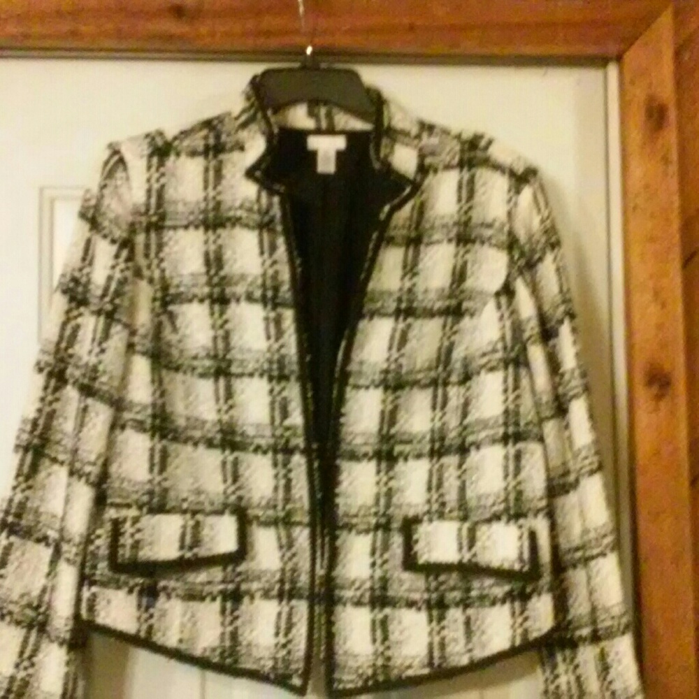 Chico's black & ivory jacket sz 2 or L
